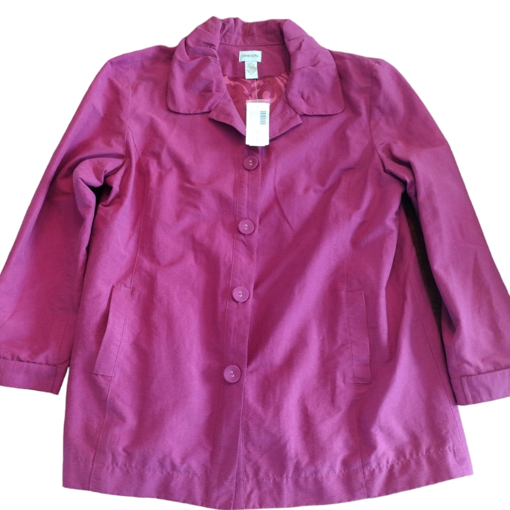 CHICO'S ELKA FANDANGO FUCHSIA JACKET WOMEN SIZE 3 (XL)